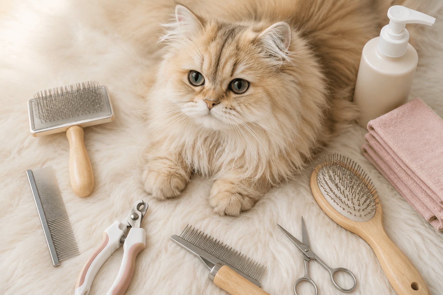 Long hair cat grooming 